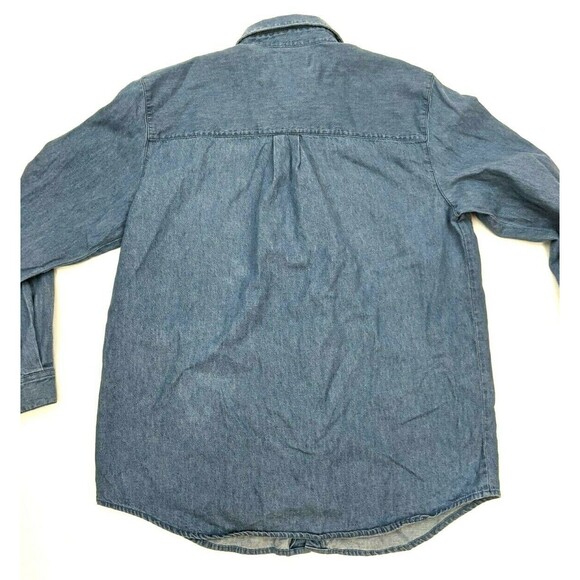 Vintage Karen Scott Denim / Chambray Button Up Christmas Embroidered Shirt - Picture 4 of 4